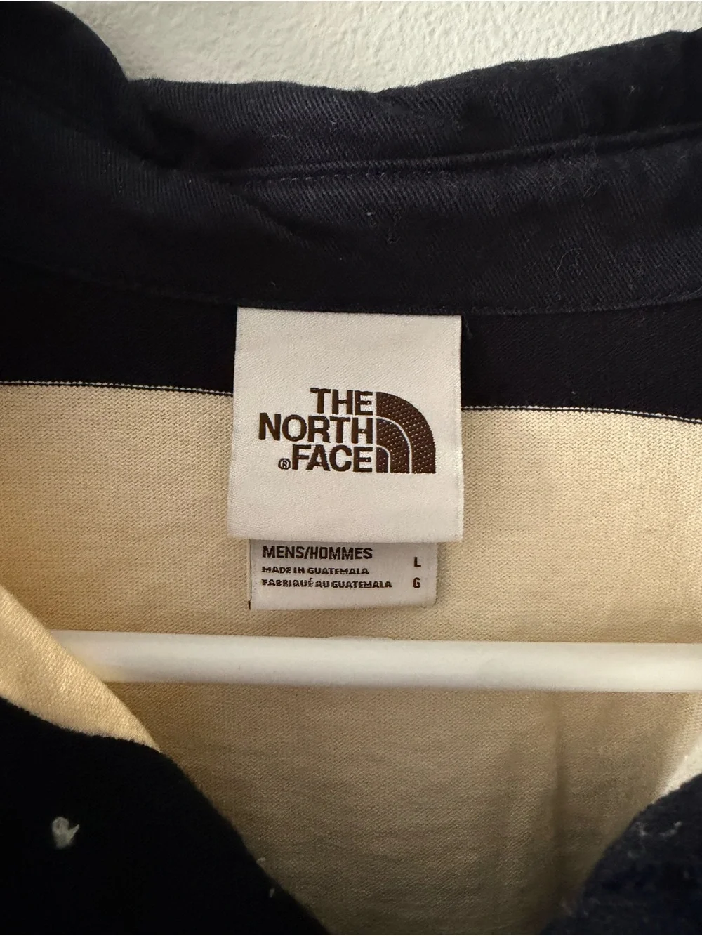 North Face Men's Striped Rugby Shirt - Cream & Navy